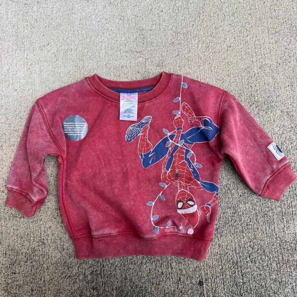 Spiderman Sweatshirt Baby 12 Months Red Marvel Holiday Festive Crewneck NEW